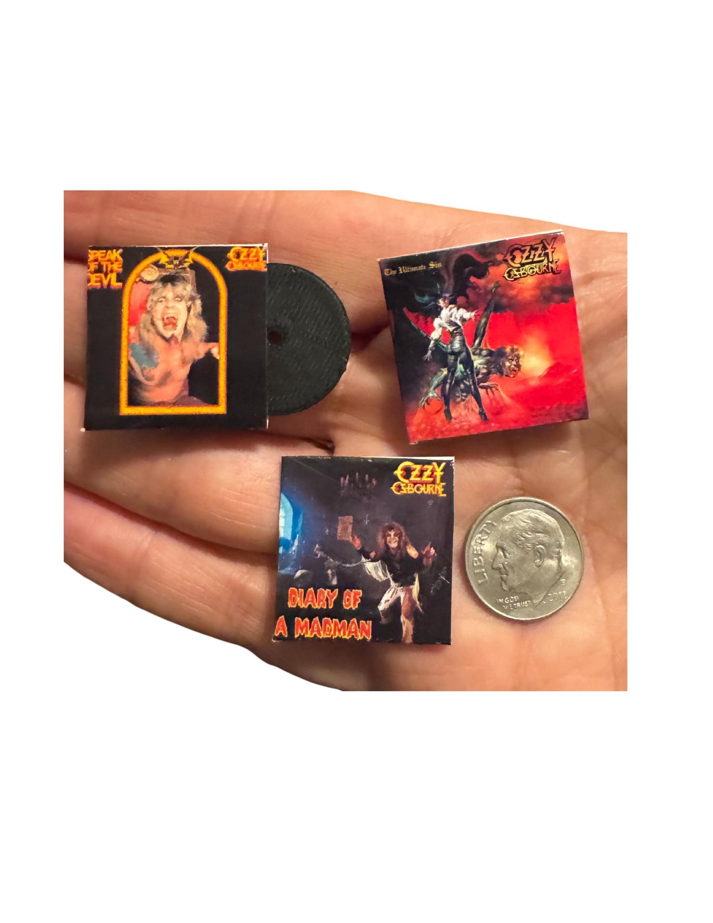 Miniature Ozzy Osbourne Vinyl Record, 1:12 Scale Dollhouse Decor