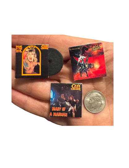 Miniature Ozzy Osbourne Vinyl Record, 1:12 Scale Dollhouse Decor