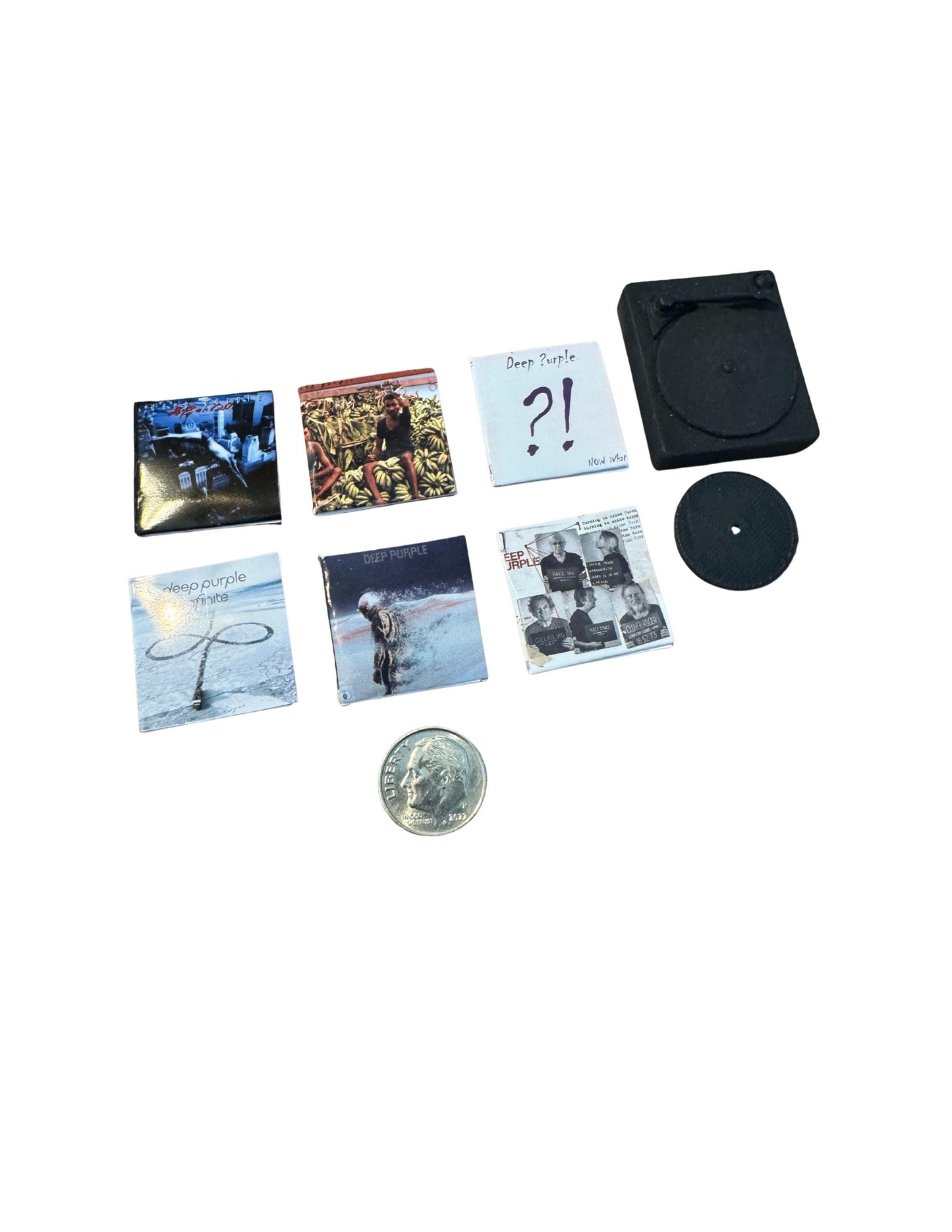 Miniature Deep Purple Vinyl Album Cover, 1:12 Scale Dollhouse Collectible