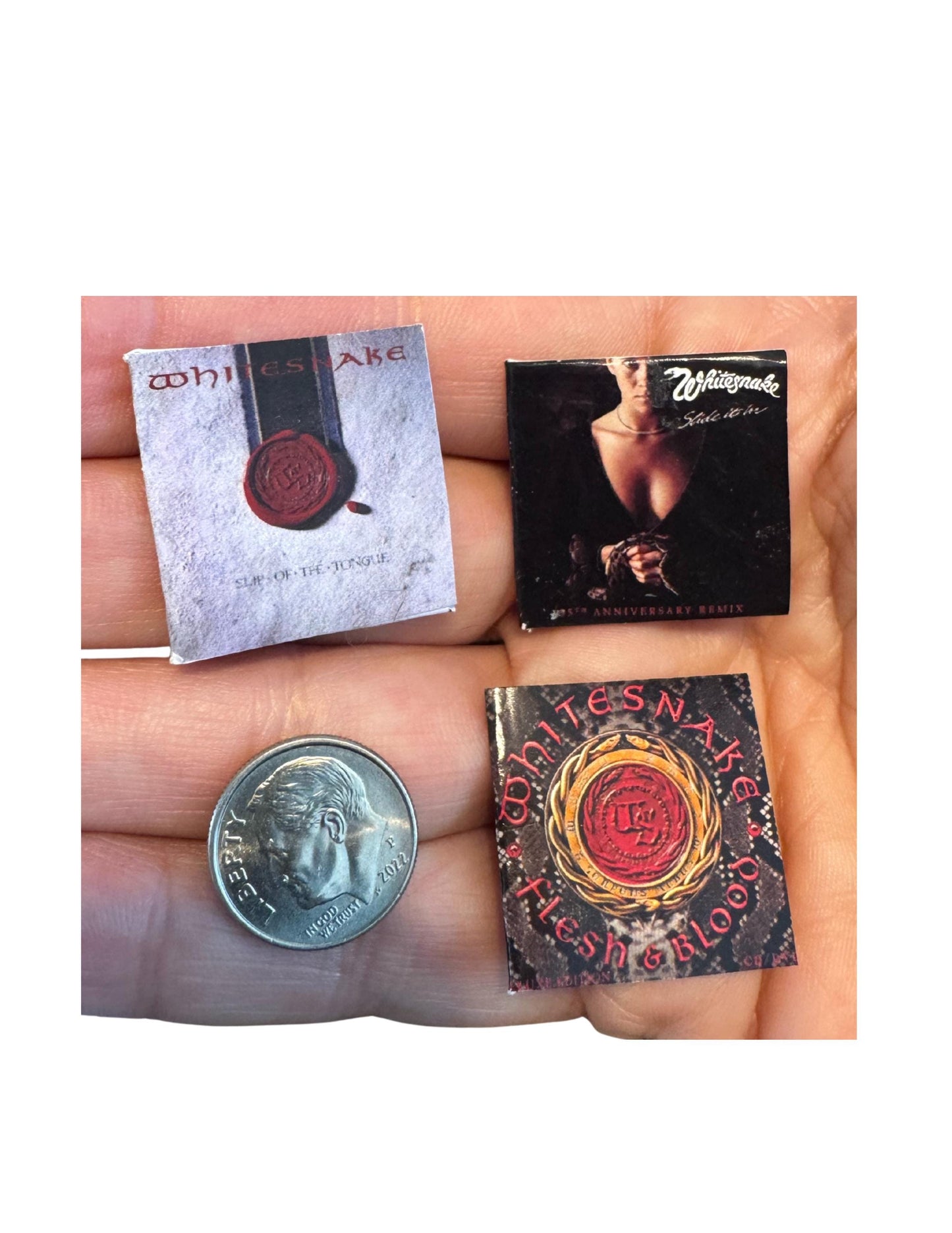 Miniature Whitesnake Vinyl Album Covers, 1:12 Scale Rock Dollhouse Decor