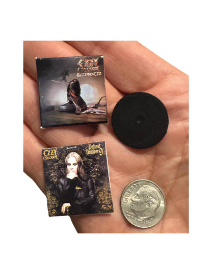 Miniature Ozzy Osbourne Vinyl Record, 1:12 Scale Dollhouse Decor