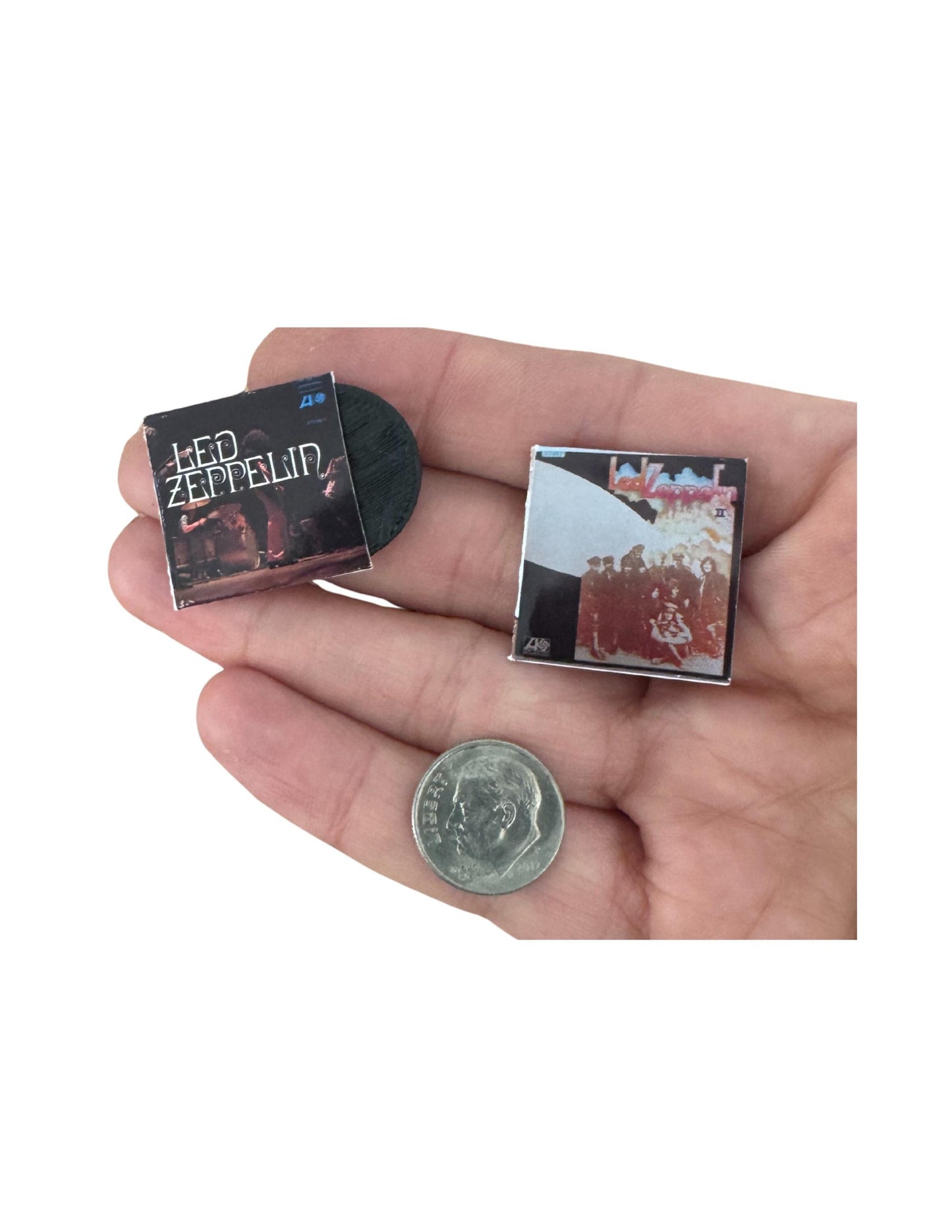 Miniature Led Zeppelin Vinyl Record Album Set - 1:12 Scale Dollhouse Rock