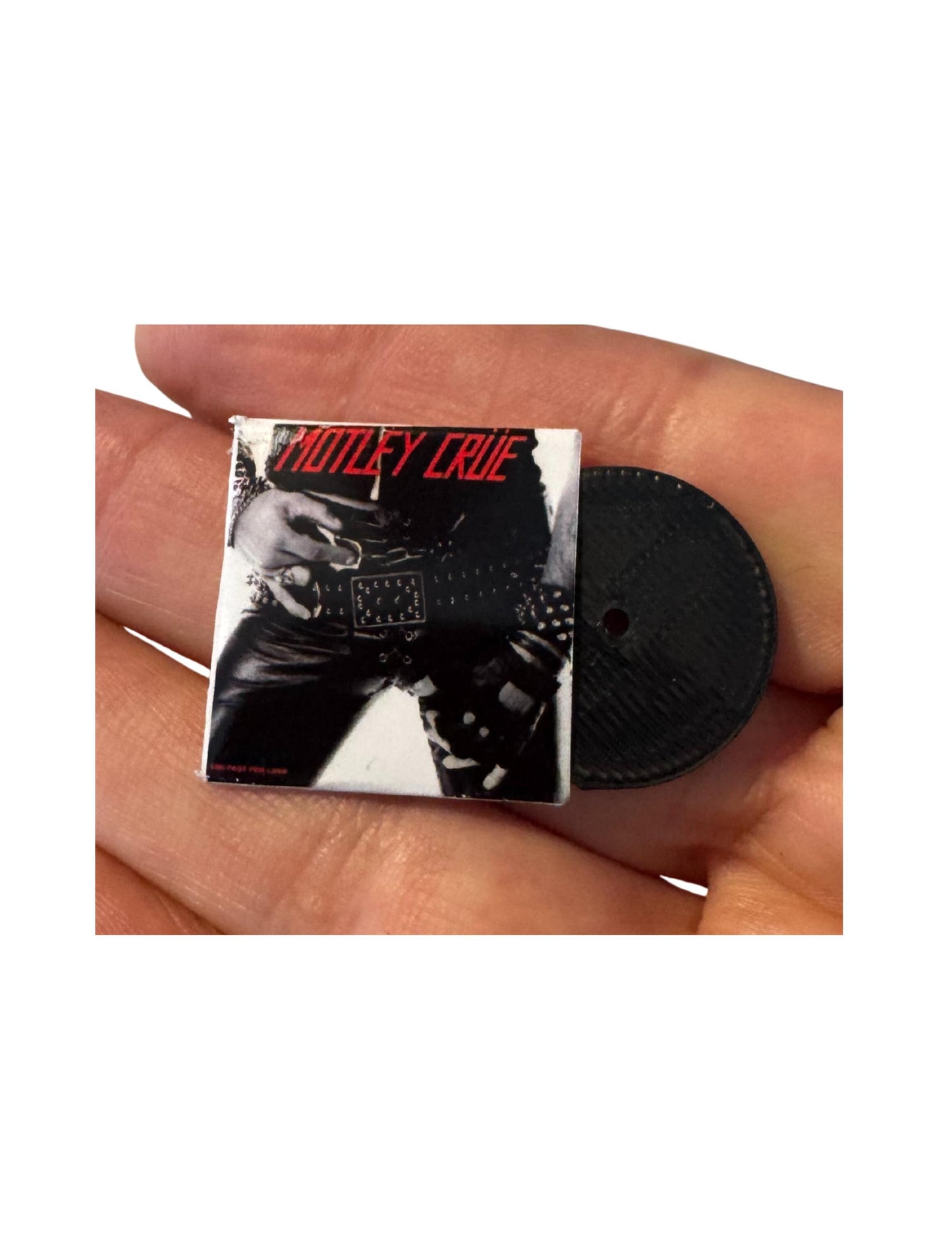 Mötley Crüe Miniature Vinyl Album Covers, 1:12 Scale Dollhouse Decor
